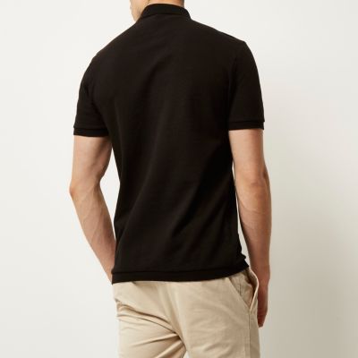 Black textured polo shirt